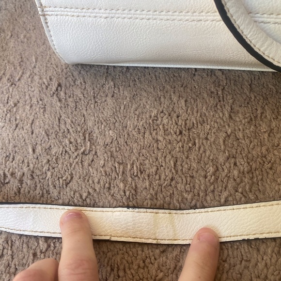 White Nine West crossbody structured handbag with top handle - Picture 6 of 8